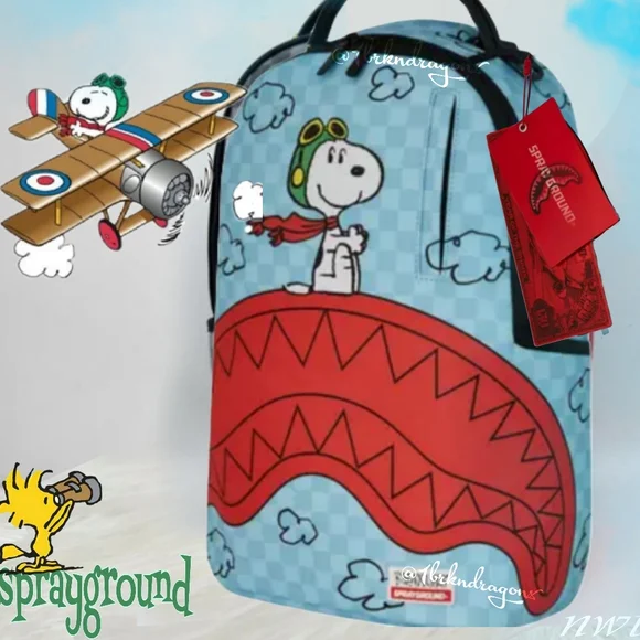 NWT Sprayground Red White Blue Snoopy Backpack Dead Stock Rare Last 1 PRISTINE - Picture 1 of 12